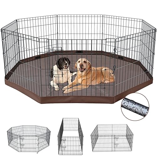 NEZUC Foldable Metal Dog Exercise Playpen Gate Fence Dog Crate