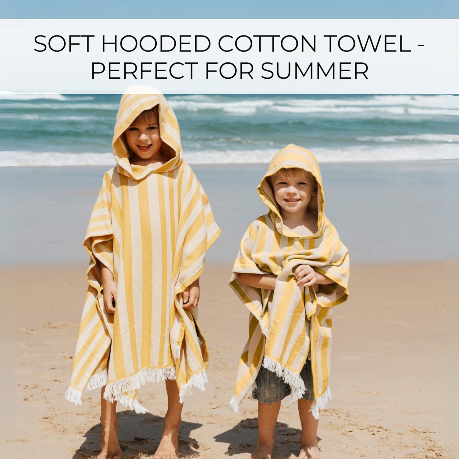 ZICOTO Stylish Hooded Beach Towel for Kids - Extra Soft and Fast Drying Poncho for Toddlers 1-3 Years is Made of Premium Cotton - Perfect Baby Cover Up for Beach Days or Pool and Bath Time Adventures - Image 2
