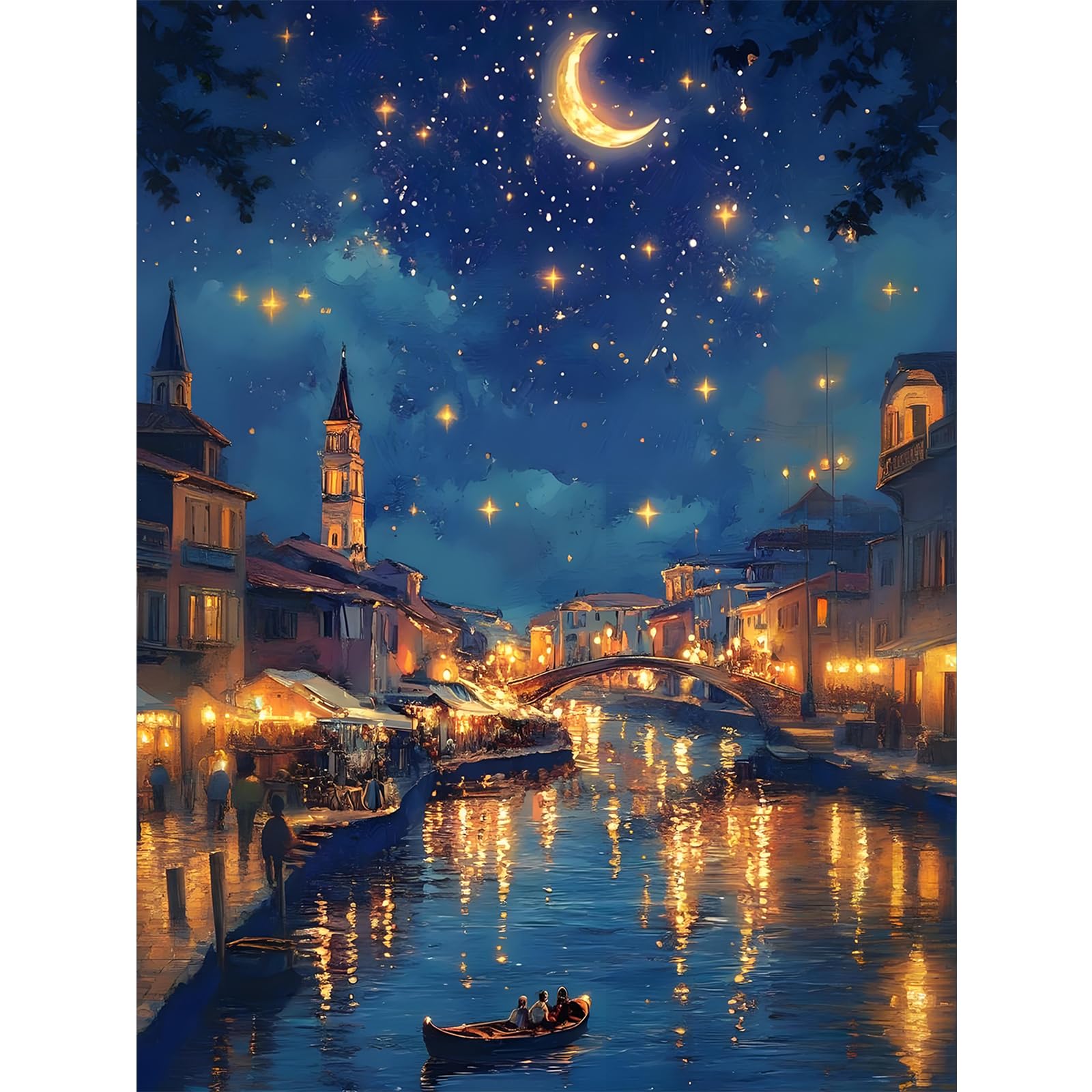 Diamond Painting Erwachsene Venedig - 5D Diamant Painting Bilder Erwachsene Sternennacht, DIY diamant painting FüR Geschenk Haus Dekoration 30 x 40 cm
