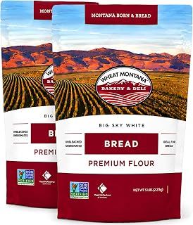 Wheat Montana: Big Sky White: Premium Bread Flour - 5 lb Bag, 2 Pack - Unbleached, Unbromated, High-Protein, Non-GMO Wheat, Rolls, Dough, Baking