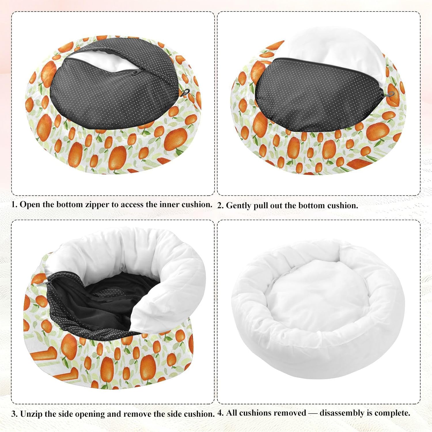 Pet Dog Bed Warm & Cozy Fluffy Cat Pillow Bed for Extra Small Size Pets Sleeping M Orange Pattern