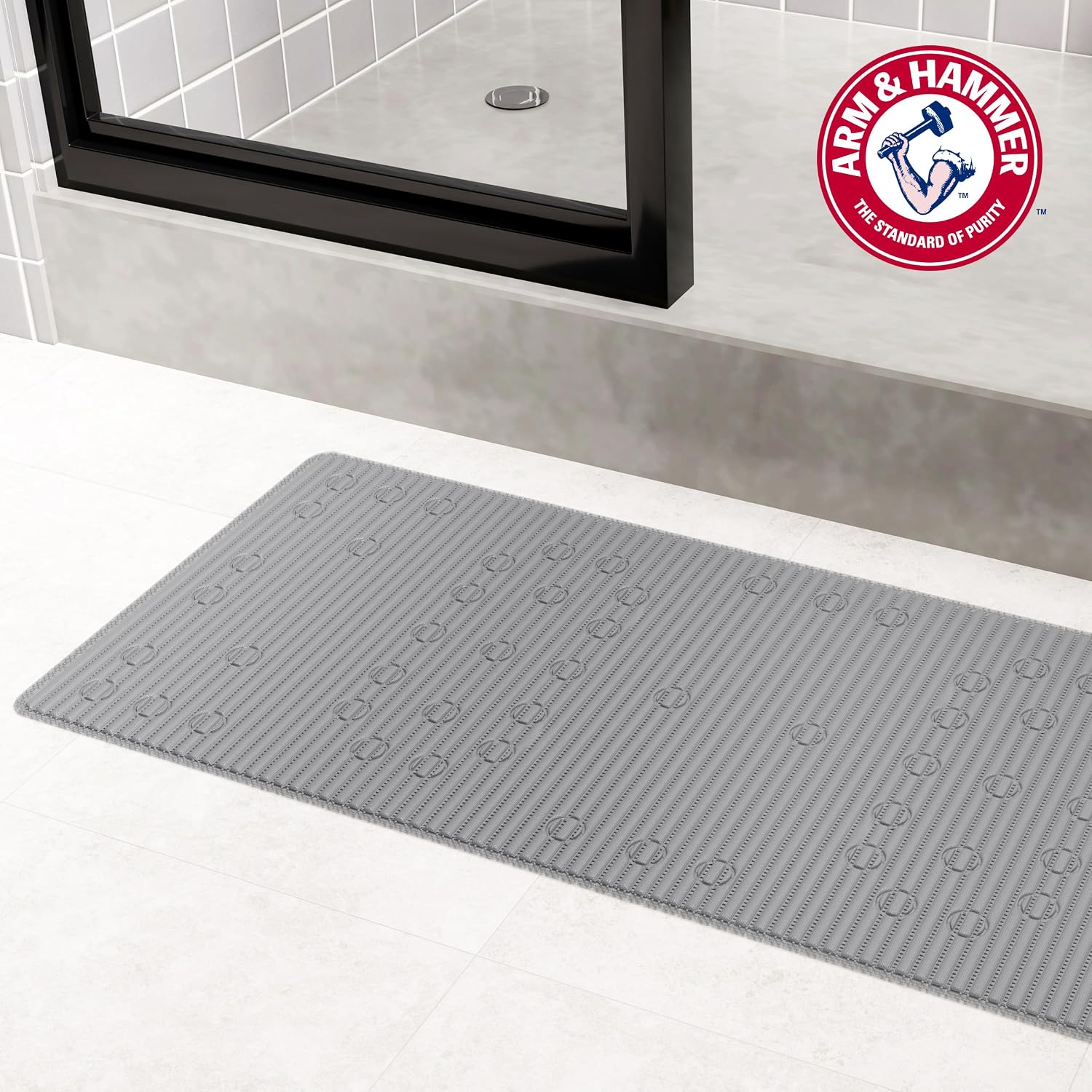 Arm & Hammer Comfort Touch Performance Foam Non-Slip Bath Mat for Showers and Tubs, 17 x 40, Grey