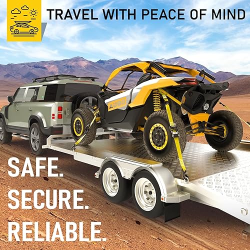 Miniatura 6 de AUGO Correas de trinquete resistentes y bucles suaves, paquete de 4 correas de trinquete extra fuertes de 1.5 pulgadas por 10 pies con cierres de