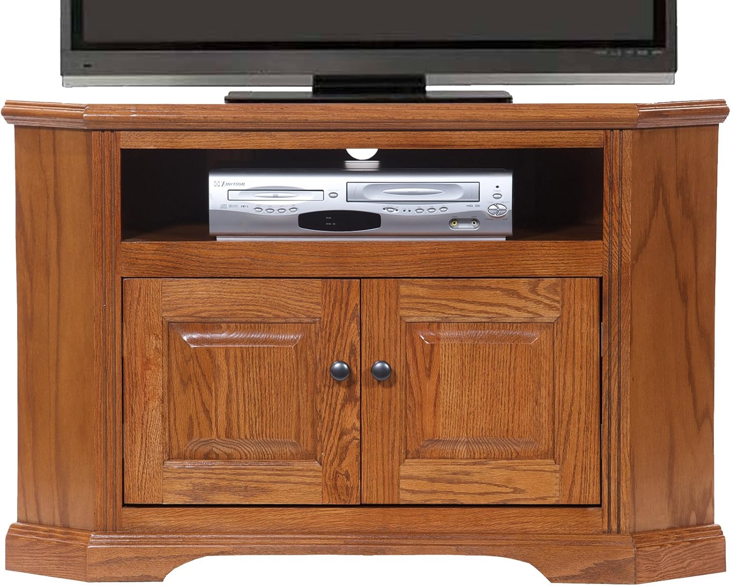 American Heartland Oak Corner TV Stand in Medium
