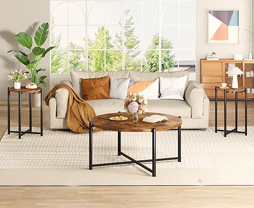 Miniatura 9 de Juego de 3 mesas auxiliares de mármol sintético y 2 mesas auxiliares con marco de metal para sofá, para sala de estar, oficina, apartamento