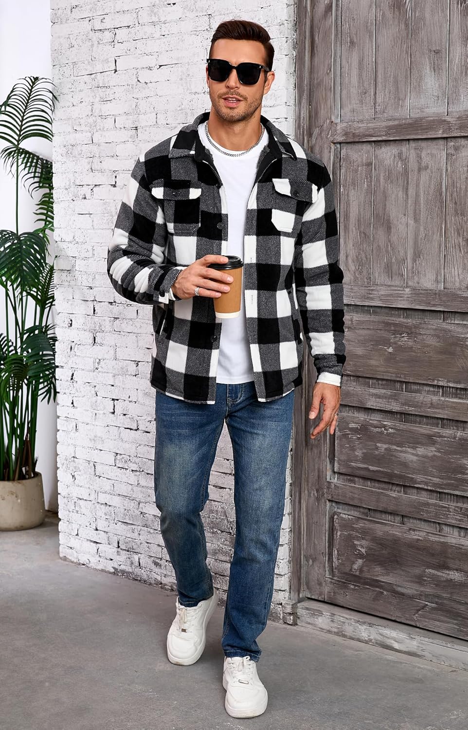 Puhope Jaqueta masculina de lã polar com forro de sherpa quente para homens, jaqueta grossa de botões com vários bolsos em promoção! Veja a oferta e mais achadinhos de Jaquetas & Casacos 4 Hoje é o melhor dia para comprar Puhope Jaqueta masculina de lã polar com forro de sherpa quente para homens, jaqueta grossa de botões com vários bolsos com aquele preço maroto! Promoção! Aproveite a oferta! 4