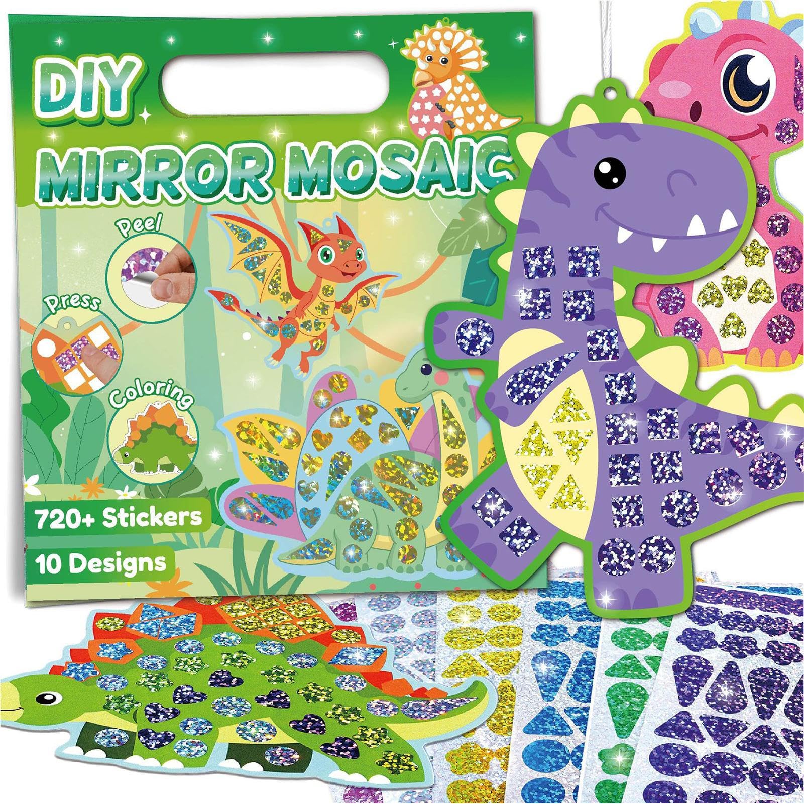 Coloriage interactif et stickers dinosaures pour activité manuelle de maternelle