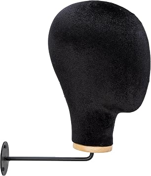 Mannequin Head Wall Mount Wig Stand, Wall Mounted Canvas Mannequin Head Stand for Wigs, Wall Mount Chrome Wig Head Stand Stylish Mannequin Head Stand Durable Wig Holder for Hats