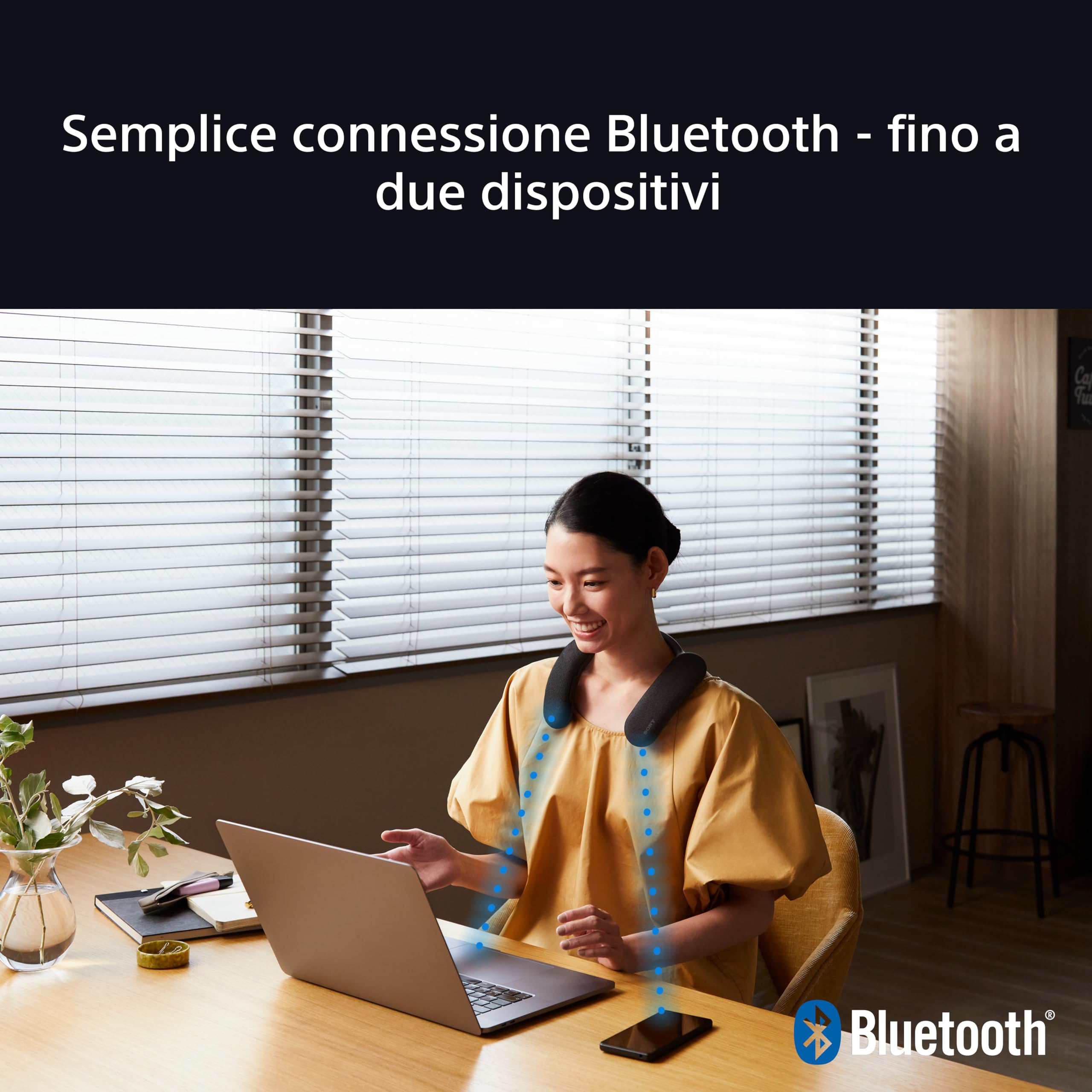 Sony BRAVIA Theatre U – Dolby Atmos® neckband speaker, Wireless, Bluetooth®, connessione multipoint, gaming menu per PS5, 360 Spatial Sound Personaliser, 12h Batteria, HT-AN7