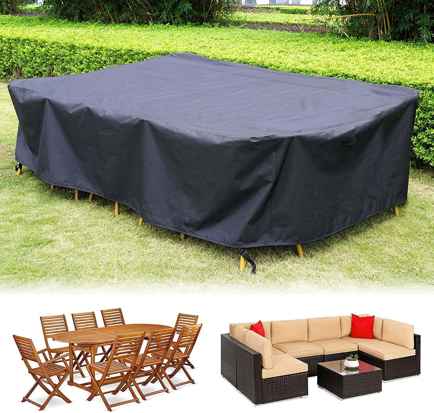 JT-Houe Outdoor Furniture Cover, Waterproof Dustproof UV-Resistant Garden Furniture Cover, Large Rectangular Patio Cover for Table Sofa Couch Chair (213 X 74 X 132cm)