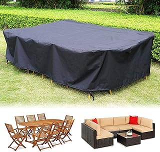 JT-Houe Outdoor Furniture Cover, Waterproof Dustproof UV-Resistant Garden Furniture Cover, Large Rectangular Patio Cover for Table Sofa Couch Chair (325 X 208 X 58cm)