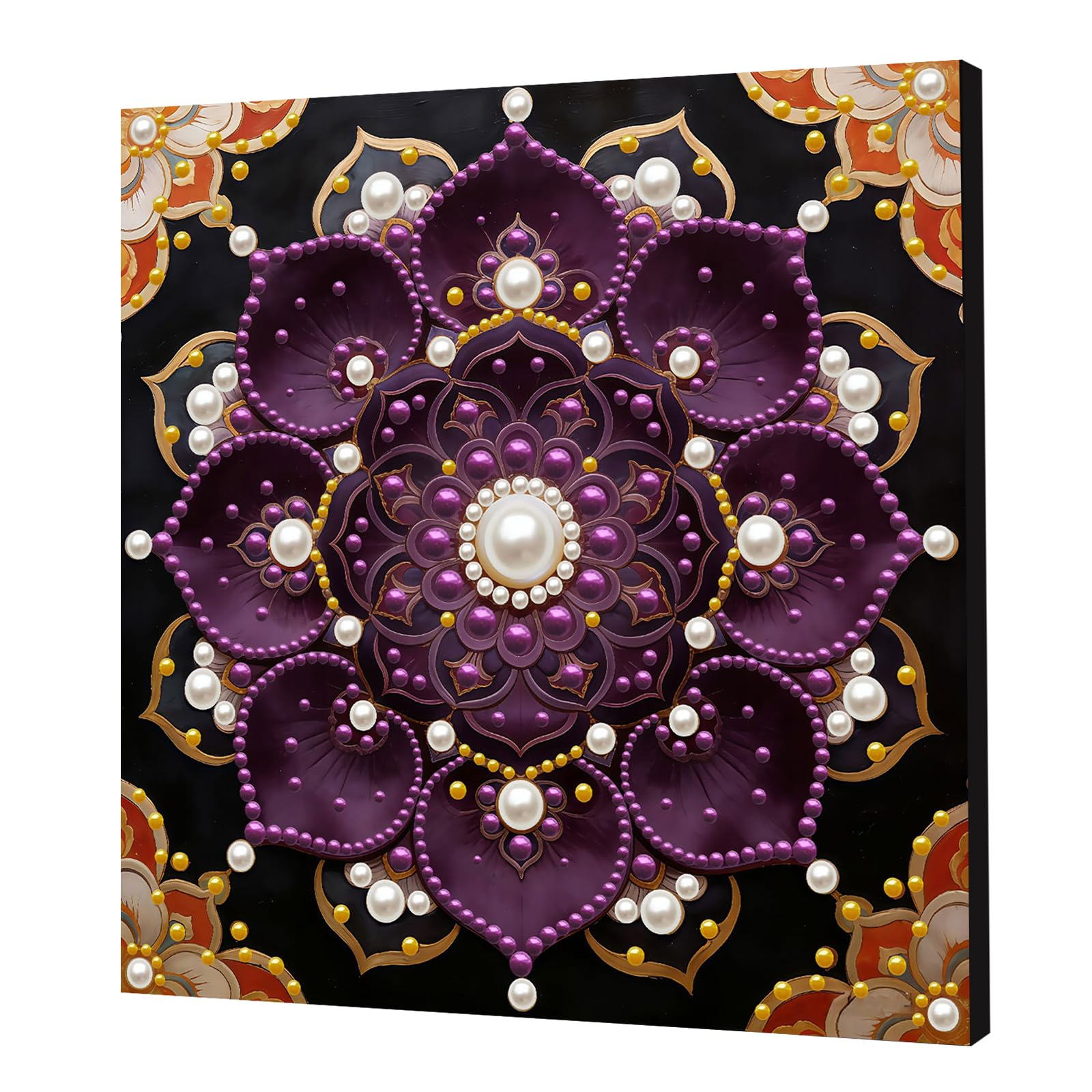 DIY Pearl Painting Kit with Wooden Frame, 3D Plastic Pearl Gemstone Ocean Art Craft for Adults Beginners, Diamond Art Kits for Adults, Home Wall Decor Ready Gift for Women(Purple Mandala)(30 * 30cm)