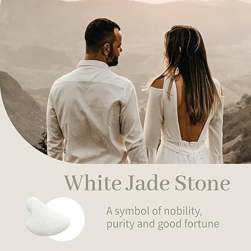 Vista 38 de Rena Chris Gua Sha Herramientas faciales: herramienta de guasha de aventurina azul natural para terapia de acupuntura facial, masajeador facial