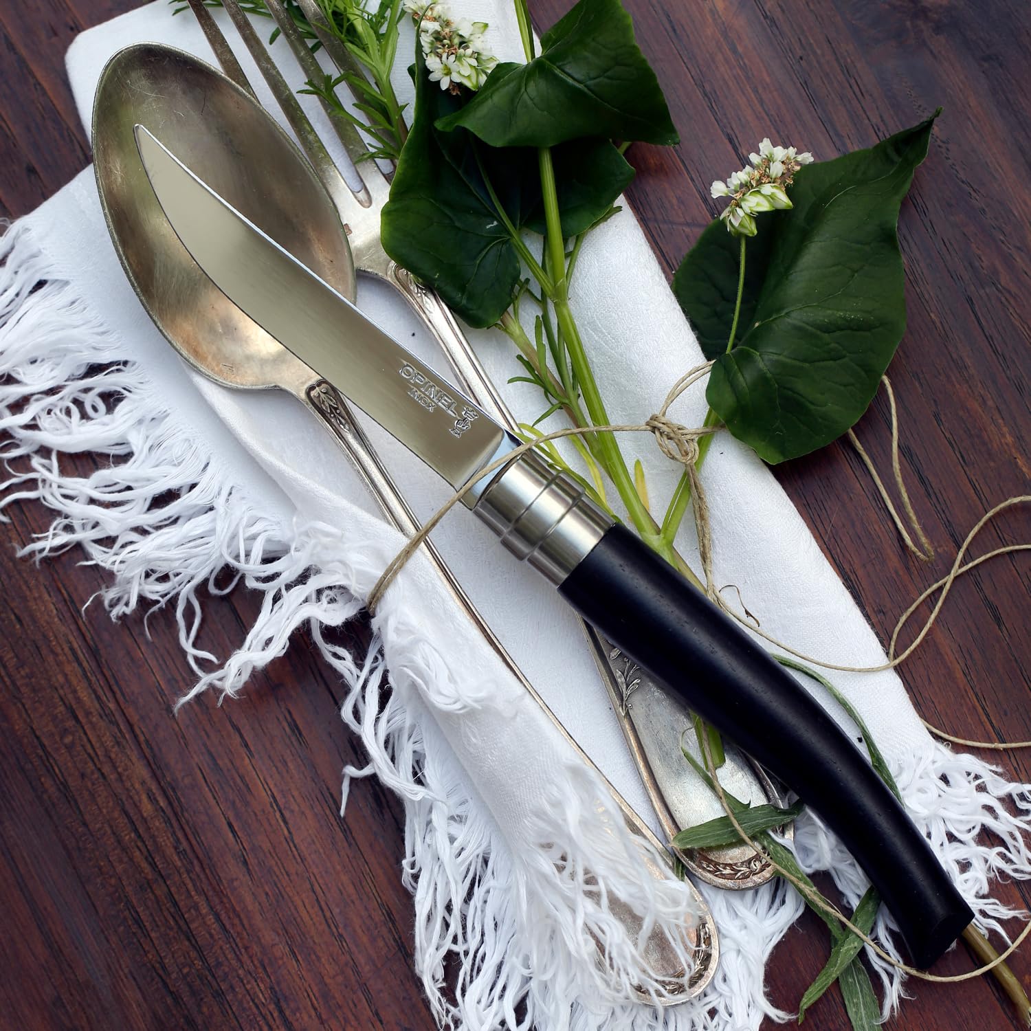 Opinel Estuche DE 4 cuchillos de mesa EBANO (hoja pulido espejo)