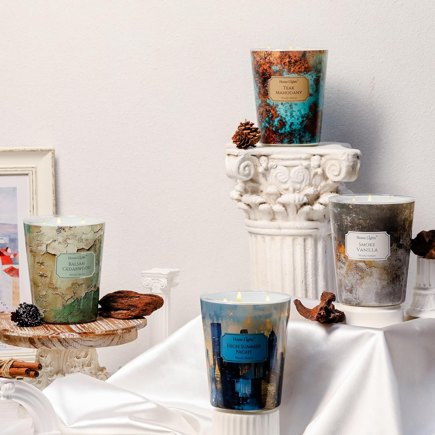 HomeLights Scented Candles | Large Jar 34 Oz Natural Soy Candle | 130 hrs Long-Lasting with 3 Wicks | Industrial Chic Home Decor | Gifts for Mom & Women, Teak Mahogany - Image 7