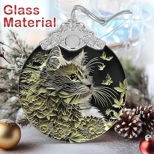 Miniatura 3 de Adorno de Navidad para gatos de vidrieras, regalo de Navidad para amantes de los gatos