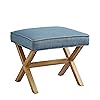 Amazon Basics Small Ottoman Foot Rest, Mid-Century Modern X Square Polyester Foot Stool, Indigo Blue, 20"W x 18"D x 18"H (Previously Rivet Brand)