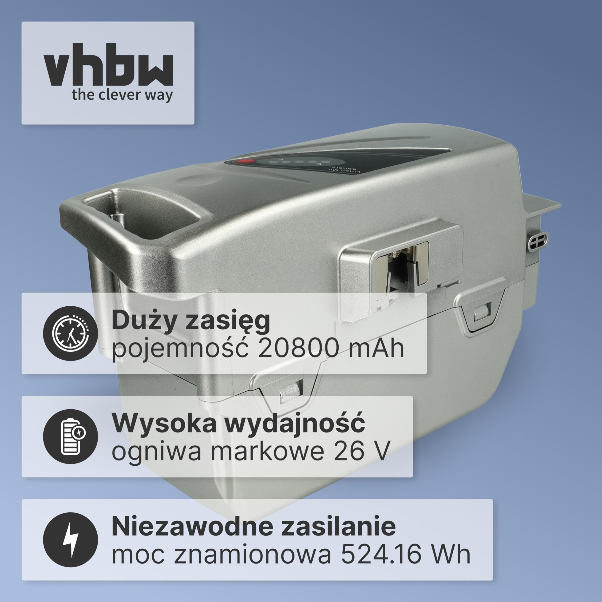 vhbw Akumulator kompatybilny z Panasonic Flyer-C-Serie, seria Flyer-L, seria Flyer E-Bike rower elektryczny (20800 mAh, 25,2 V, litowo-jonowy)