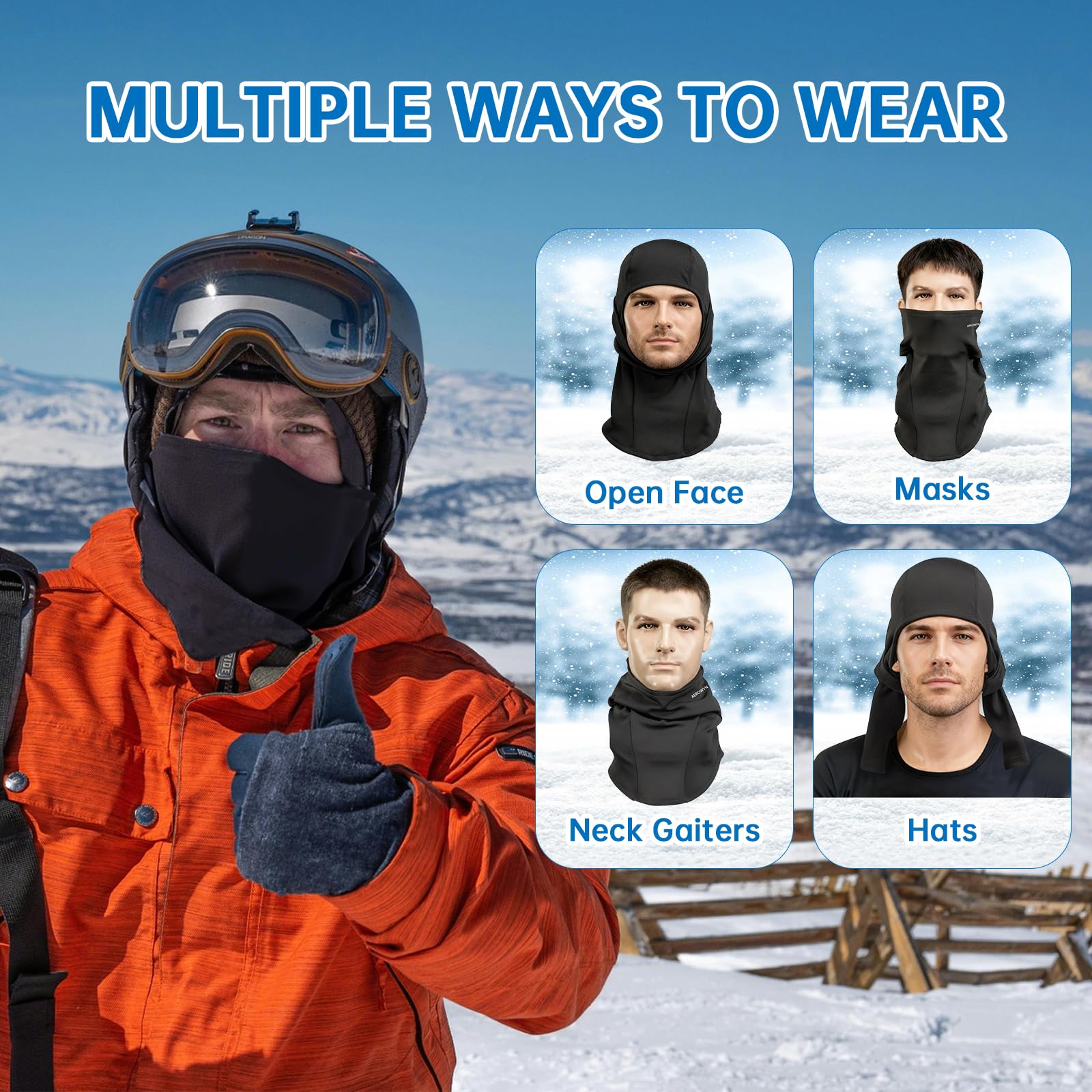 Sturmhaube Motorrad Winter Balaclava Skimaske Warme Fleece Winddicht Sturmmaske für Outdoorsports Radfahren Ski Motorrad Herren Damen Einheitsgröße