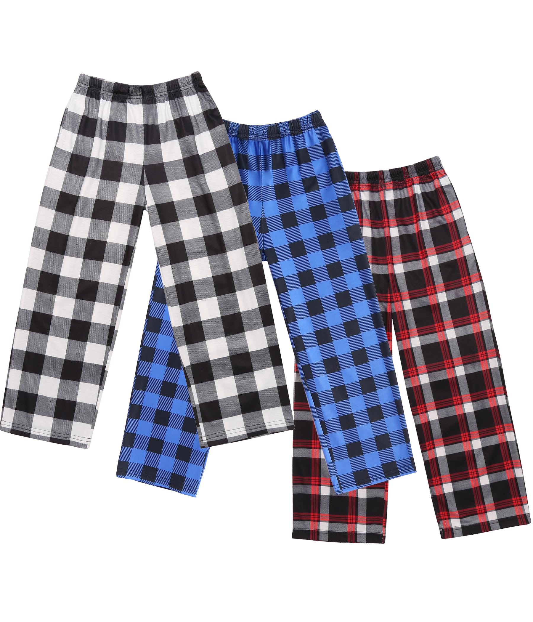 ekouaer Boys 3 Pack Plaid Lounge Pants with 2 Pockets-picture-32