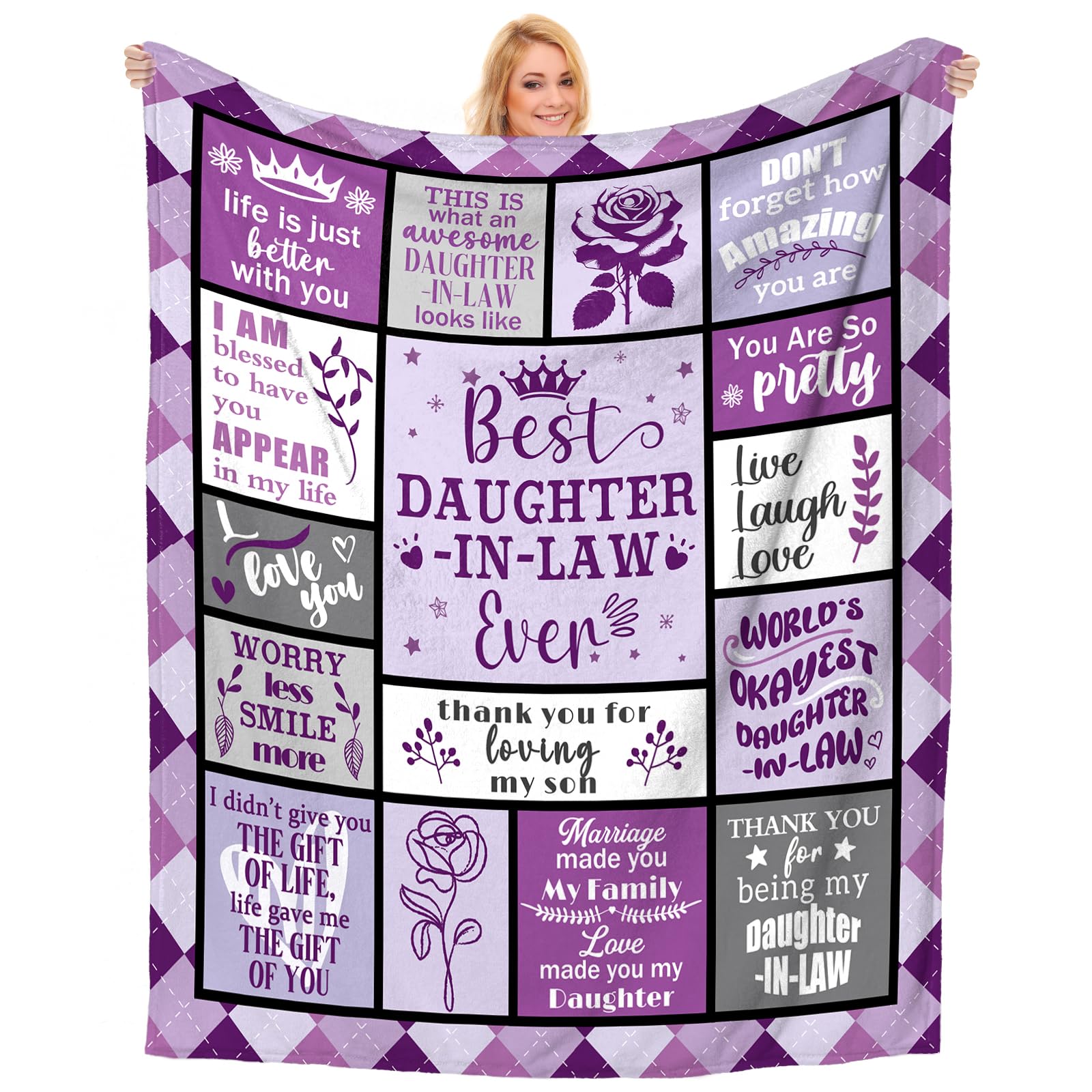 Nuowagify Daughter in Law Birthday Gifts - Throw Blanket 60"x 50", Mothers Day Christmas Wedding Gifts for Daughter-in-Law, Gift for Son’s Girlfriend