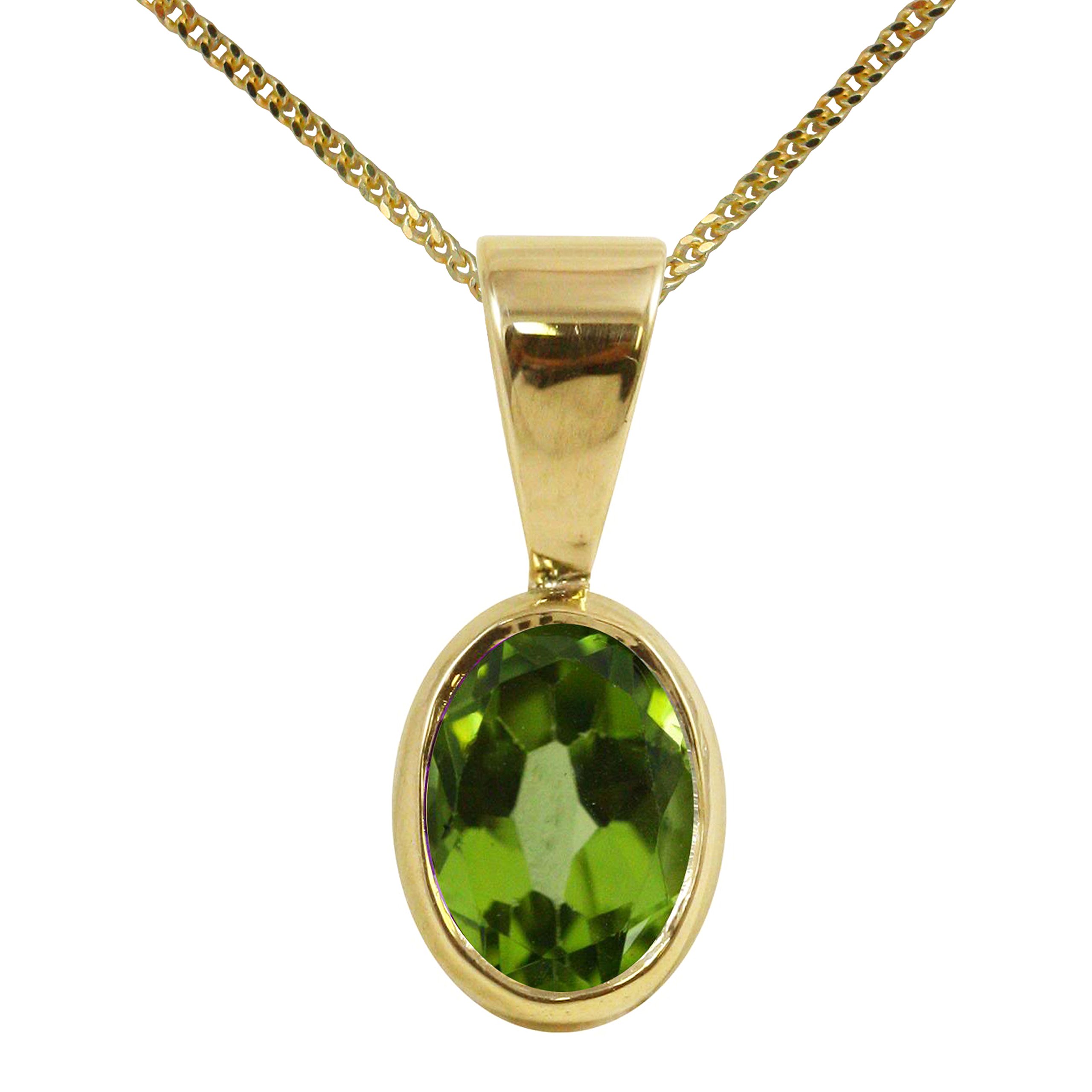 Pendentif solitaire ovale en or et péridot le cadeau idéal - 4