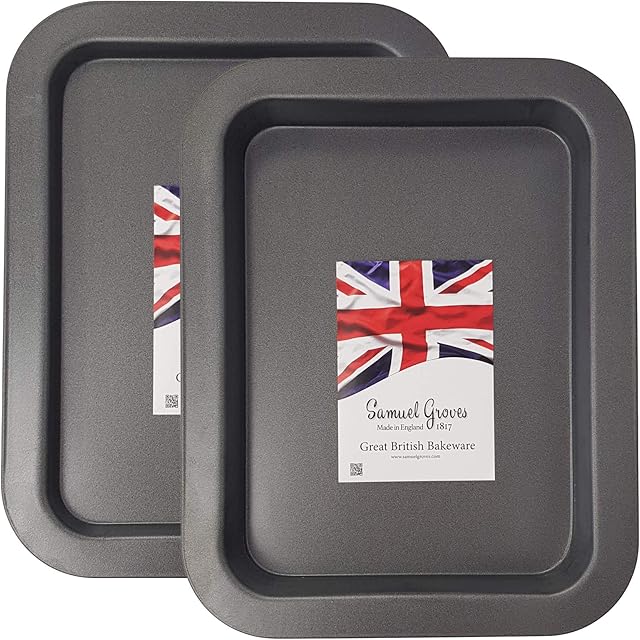 Great British Bakeware - Samuel Groves 36cm & 31cm Non-Stick Baking Oven Tray Set- Made in England