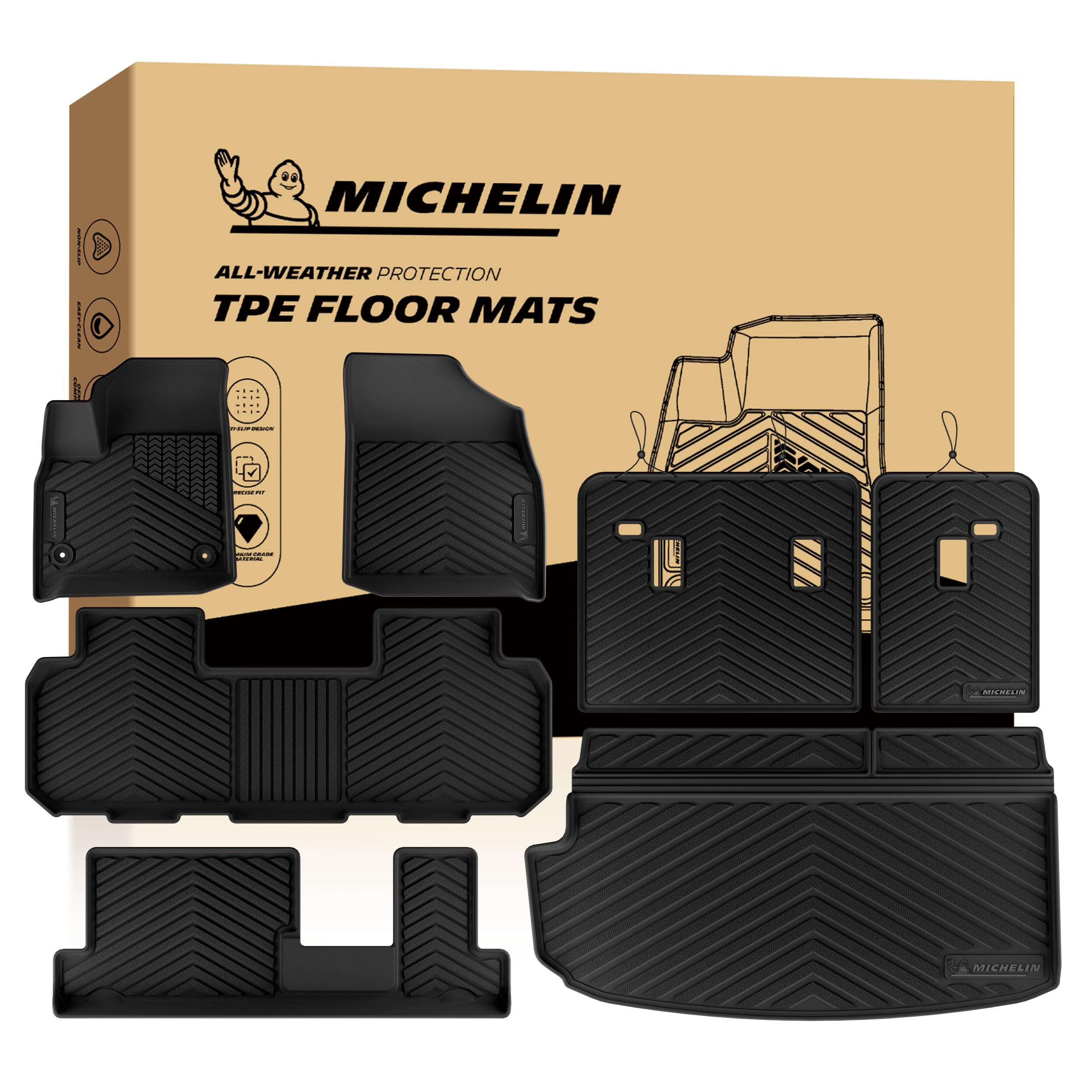 Michelin Vehicle Mats for 2018-2023 Chevrolet Traverse 8 Seats Bench Seats
