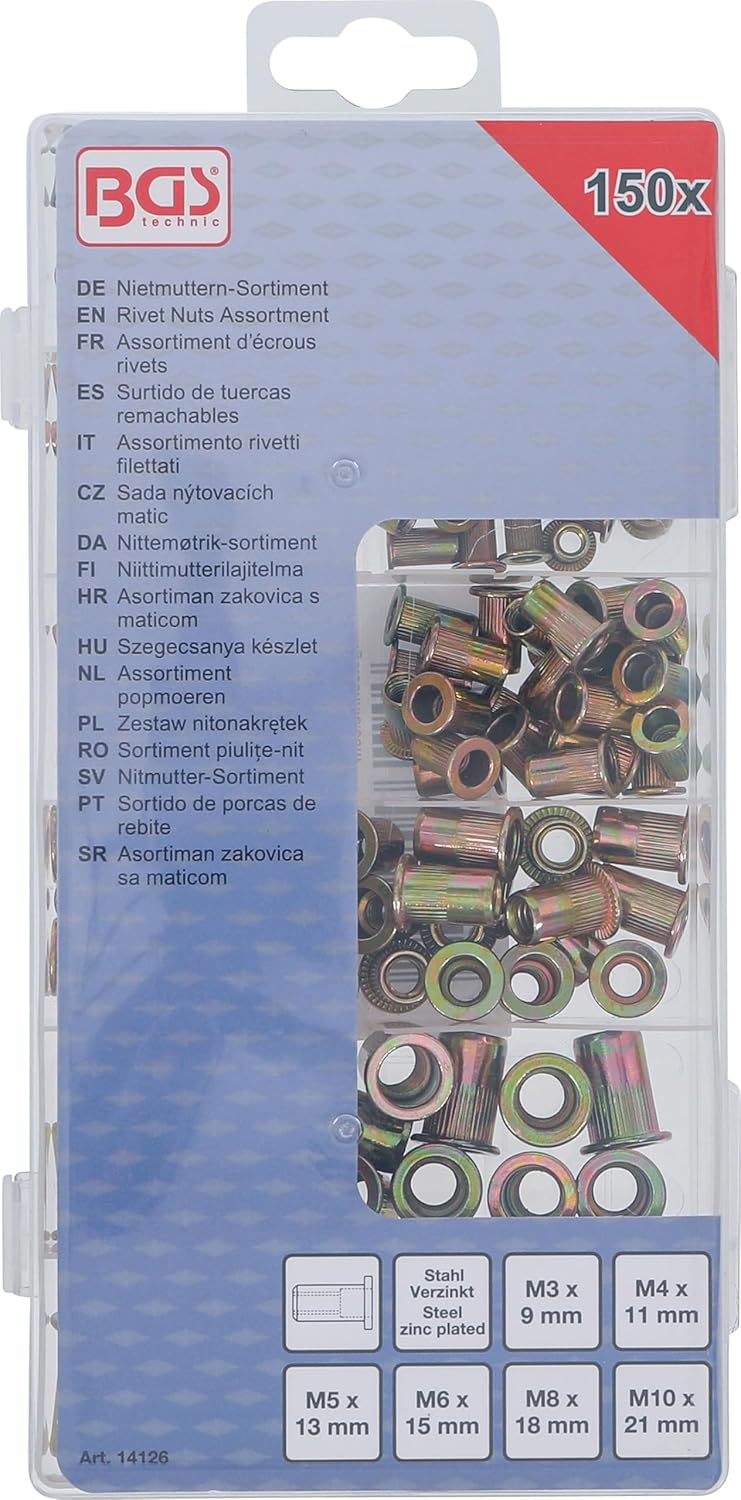 BGS 14126 | Rivet Nuts Assortment | Galvanized Steel | 150 pcs.
