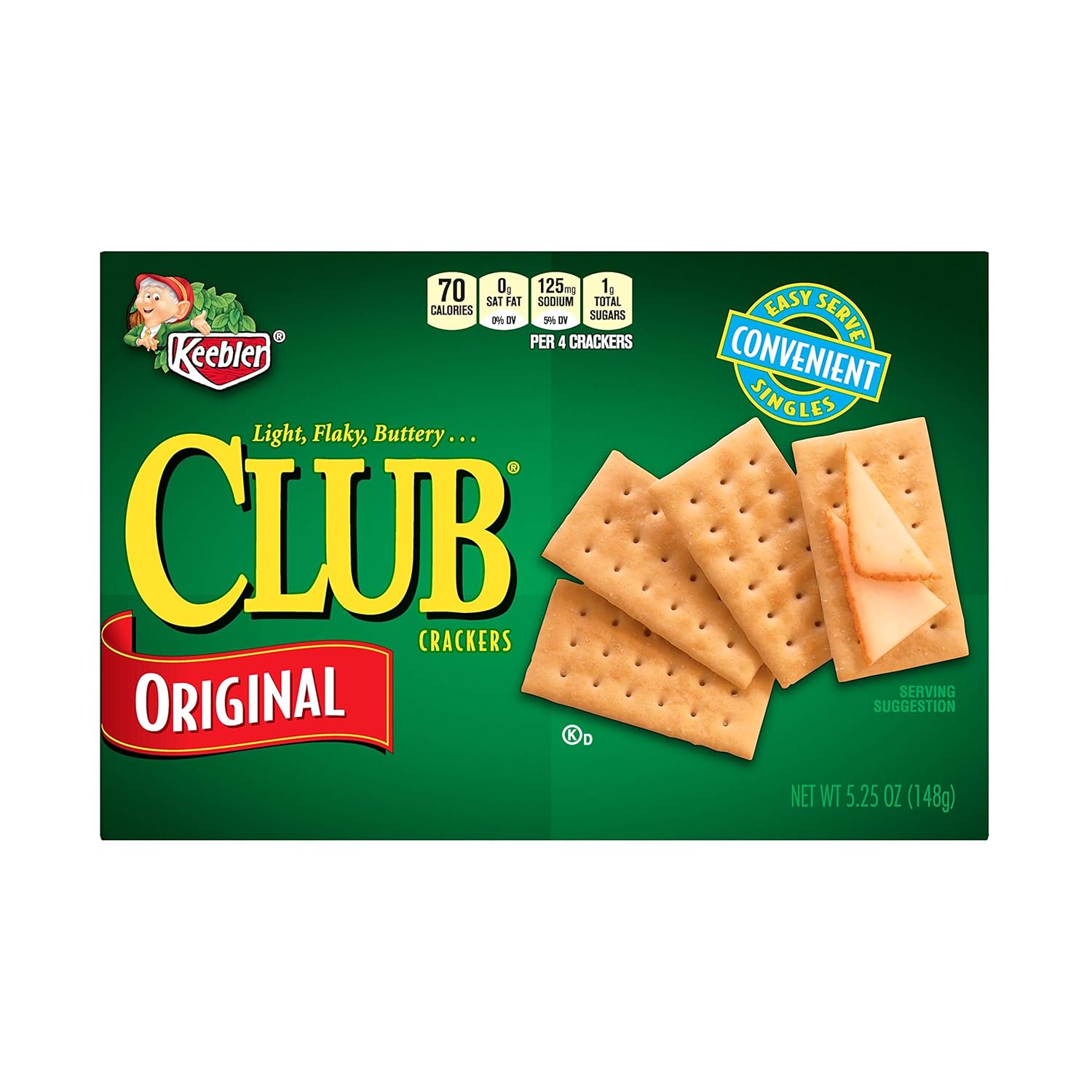 Keebler Club Crackers, Original, Easy Serve Singles, 5.25 oz Box(Pack of 12)