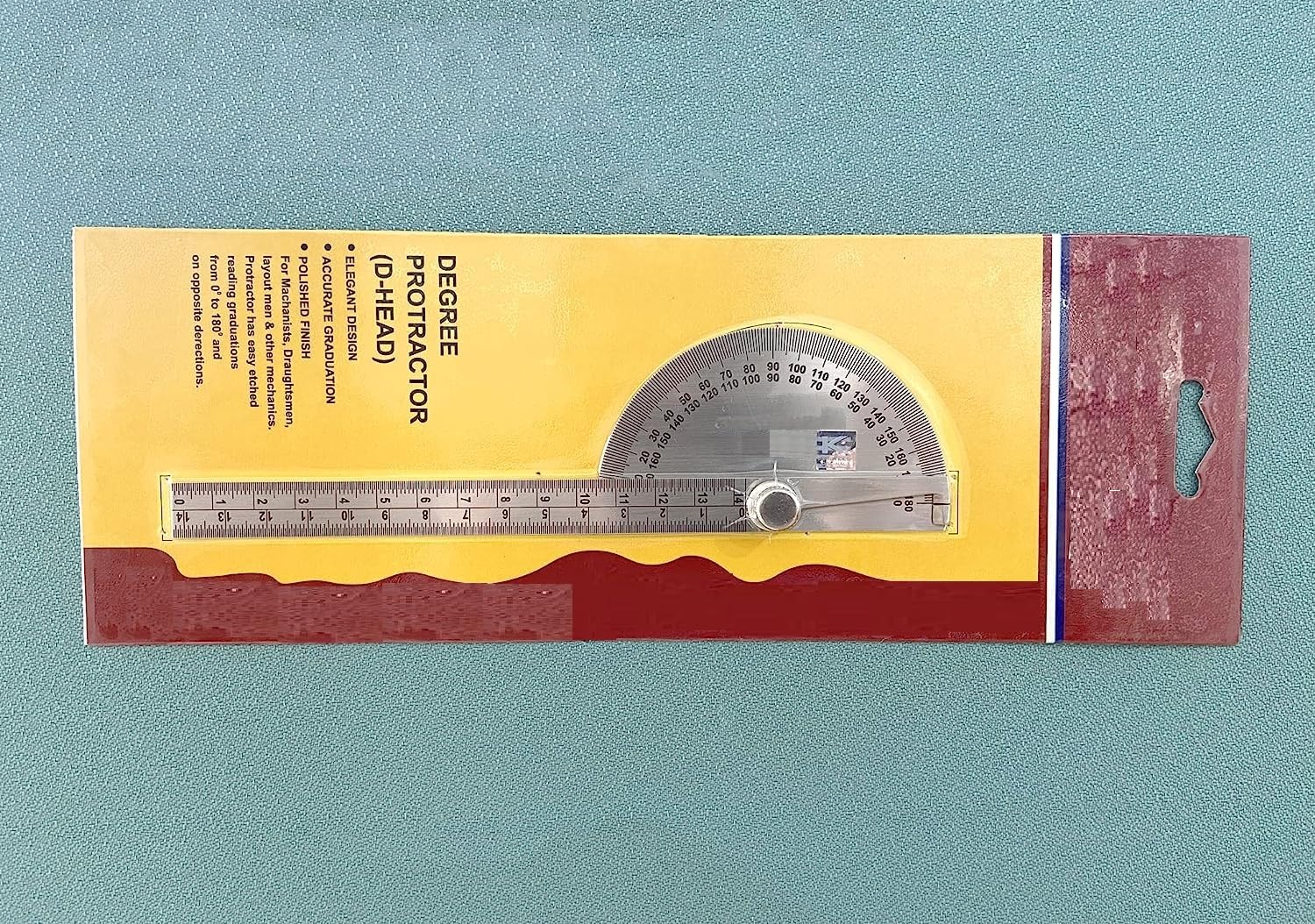 Head Degree Protractor with 150mm Graduated Arm Polish Finish Metal (Stainless Steel)