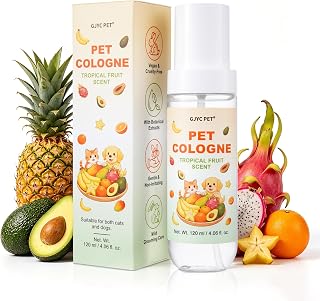 Perfume en spray para perros y gatos – Fragancia de fruta tropical, sin alcohol, antiolor, con extractos vegetales, vegano y libre de crueldad animal, refrescante diario suave – 120 ml