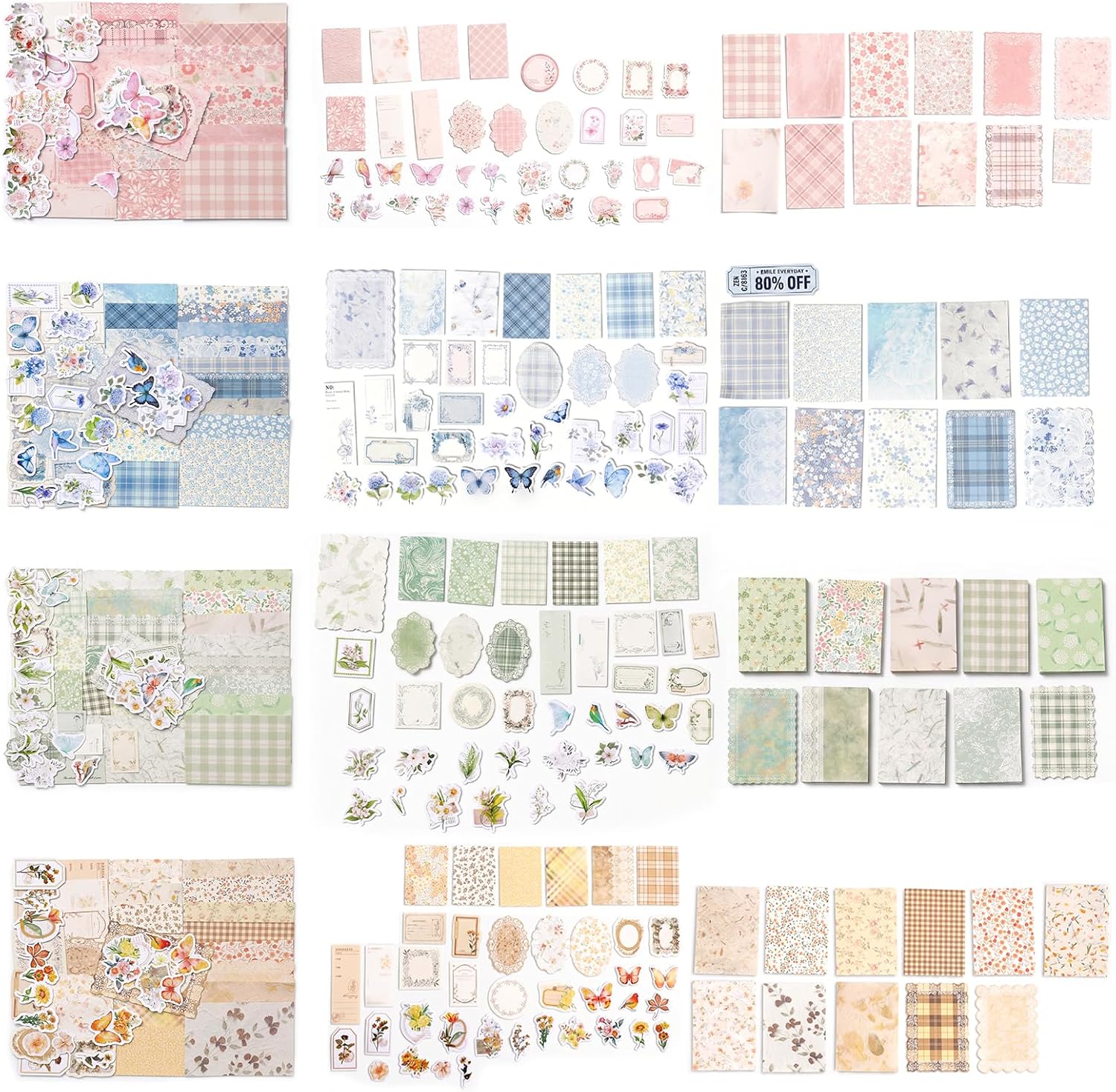Gemoioio 400Pcs Vintage Scrapbook Kit, Junk Journal Ephemera & Stickers | vintage floral paper & sticker pack.Perfect for collage,scrapbooking,junk journal,bullet journaling,card making, mixed media