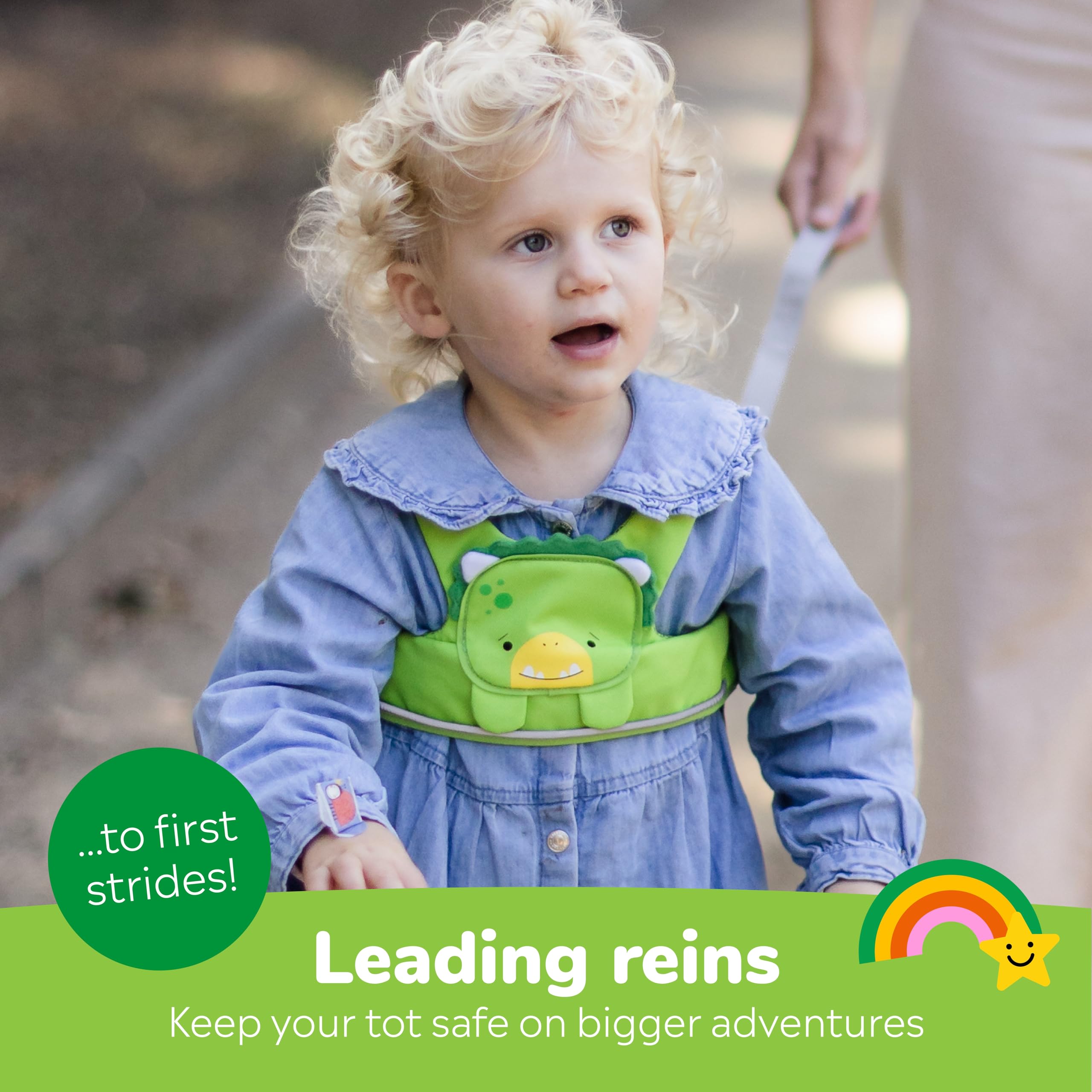 Trunki ToddlePak - Fuss Free Baby Walking Reins And Toddler Safety Harness – Dudley Dinosaur (Green) — view 7