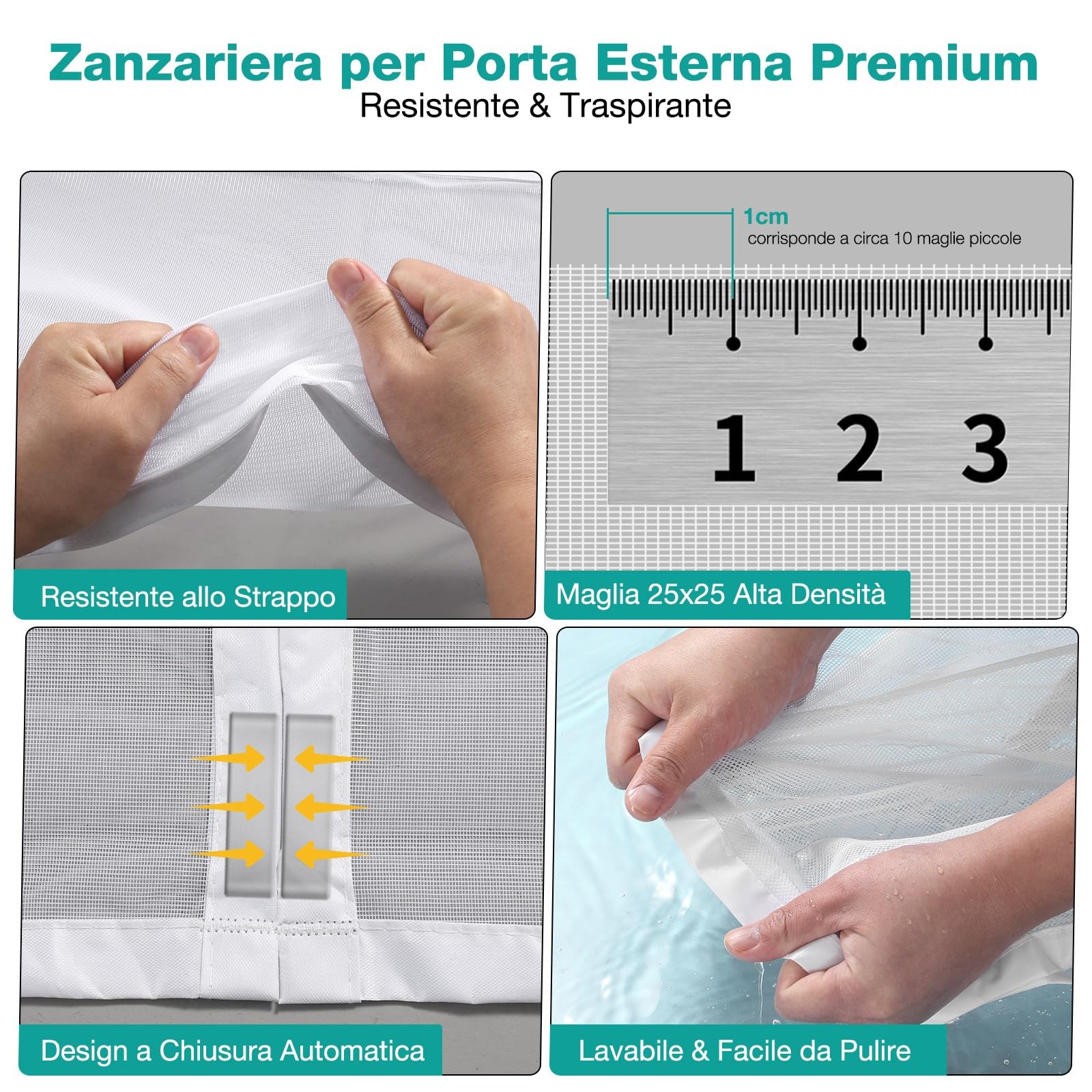 Zanzariera Magnetica 240x240cm Bianco, Tenda Zanzariera Magnetica Porta Finestra Rete Fine, Anti Insetti Traspirante Chiusura Automatica per Porta Finestra Balcone Soggiorno Ingresso