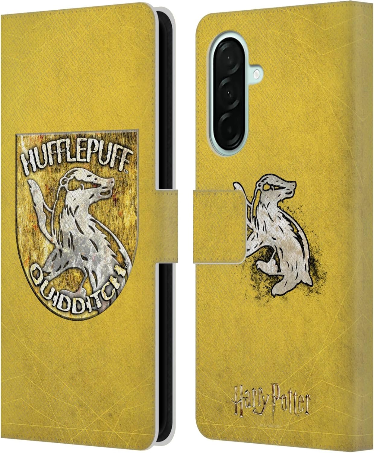 Head Case Designs Officially Licensed Harry Potter Hufflepuff Quidditch Badge Prisoner of Azkaban V Leather Wallet Case Compatible with Samsung Galaxy A26 5G