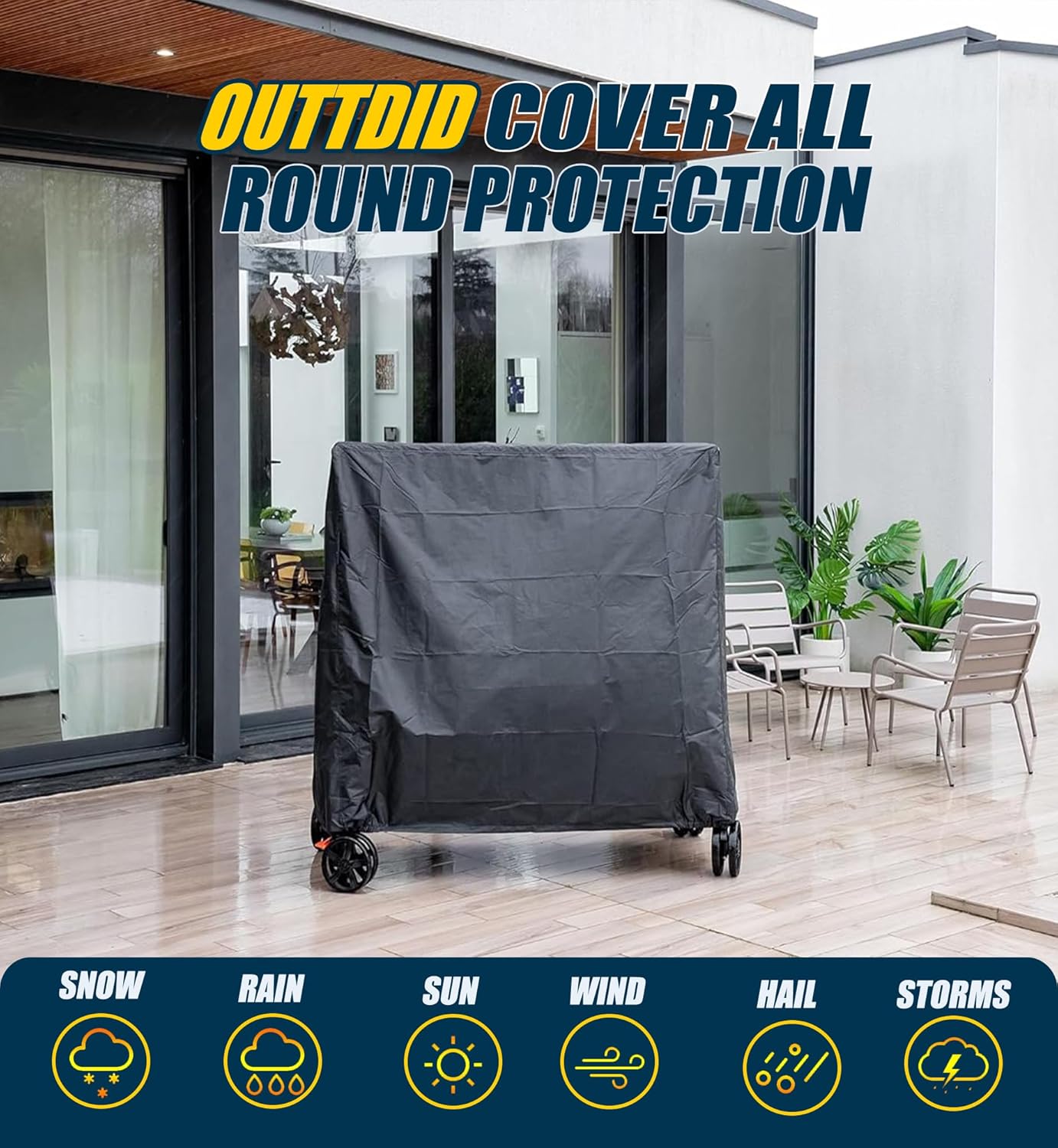 Ping Pong Table Cover 600D Heavy Duty Waterproof for Outdoor & Indoor Foldable 9 x 5 FT Folding Table Tennis Tables
