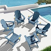 Vista 45 de SERWALL - Silla plegable Adirondack para patio, jardín, exterior, resistente a la intemperie, sillas para hoguera, color naranja