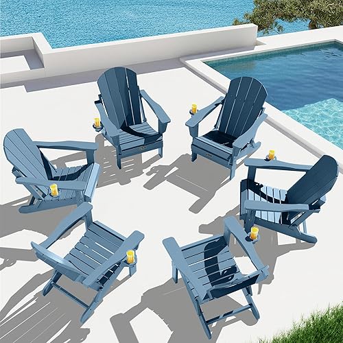 Miniatura 45 de SERWALL - Silla plegable Adirondack para patio, jardín, exterior, resistente a la intemperie, sillas para hoguera, color naranja