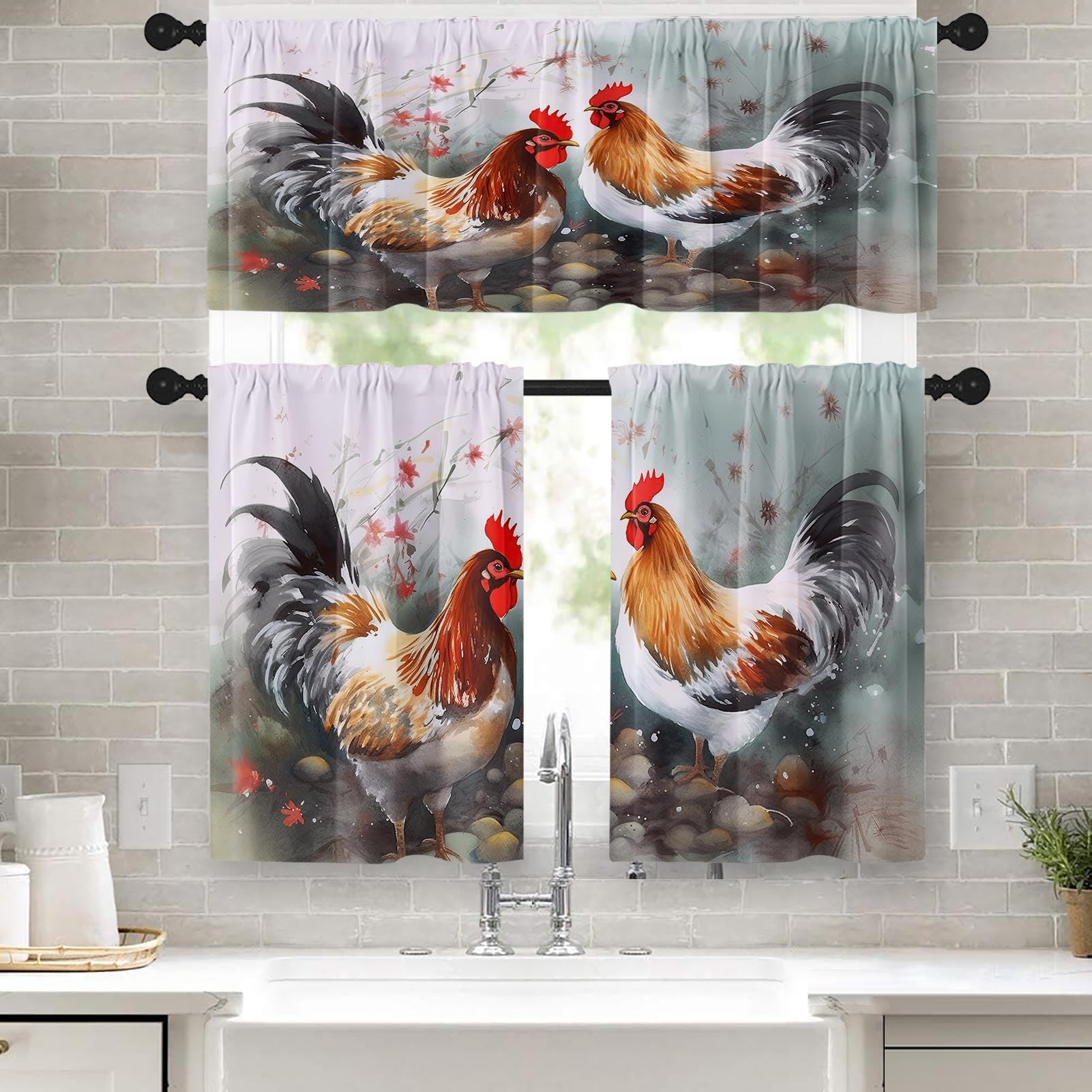 Set di 2 asciugamani da cucina a forma di gallo, stile vintage