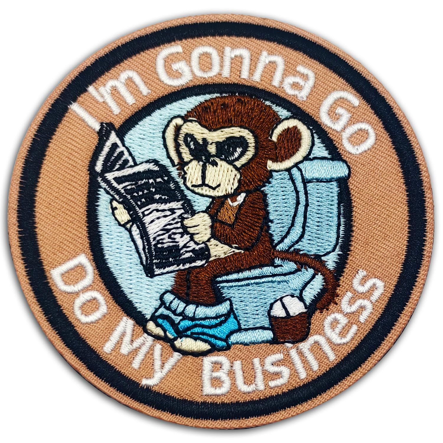 I'm Gonna Go Do My Business Hook and Loop Patch, Funny Tactical Embroidered Patch with Cute Monkey Design, Meme Morale Patches for Backpacks, Dog Harnesses, Army Vests, Bags & Hats