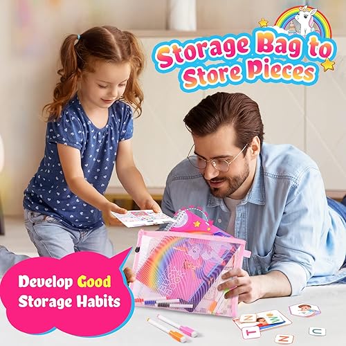 Miniatura 5 de MDINGTD Juguetes Montessori para niños pequeños, regalos de unicornios para niñas de 3 a 5 años, 30 temas, libro ocupado para niños, juguetes