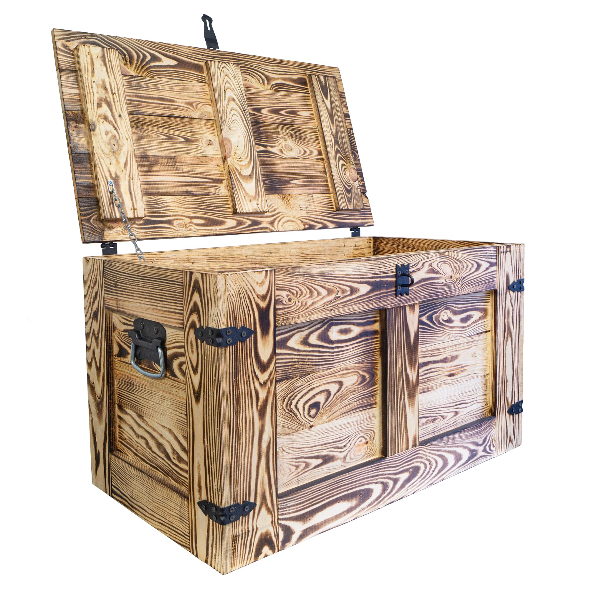 Kistenkolli Altes Land grosse Truhe Aufbewahrungskiste Oskar Ablagekiste Holzkiste Schatztruhe Wohnzimmertisch Kommode aus Holz Maße cm 80x45x47cm L x T x H (geflammt)