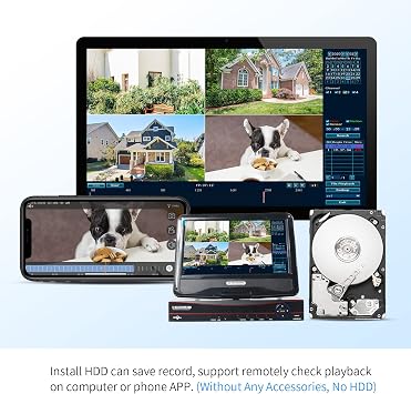 No HDD 10'' LCD Wireless WiFi NVR 10 Channels Network Video Recorder, Motion Detection Zones, 24/7 Record, Work with Hiseeu HiseeuCloud 1080P/3MP/5MP Wireless Camera