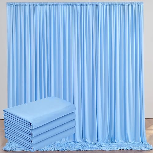 Cortinas de fondo azul bebé de 10 x 20 pies, sin arrugas, cortinas de fondo de poliéster azul claro, decoraciones de fondo para fiesta