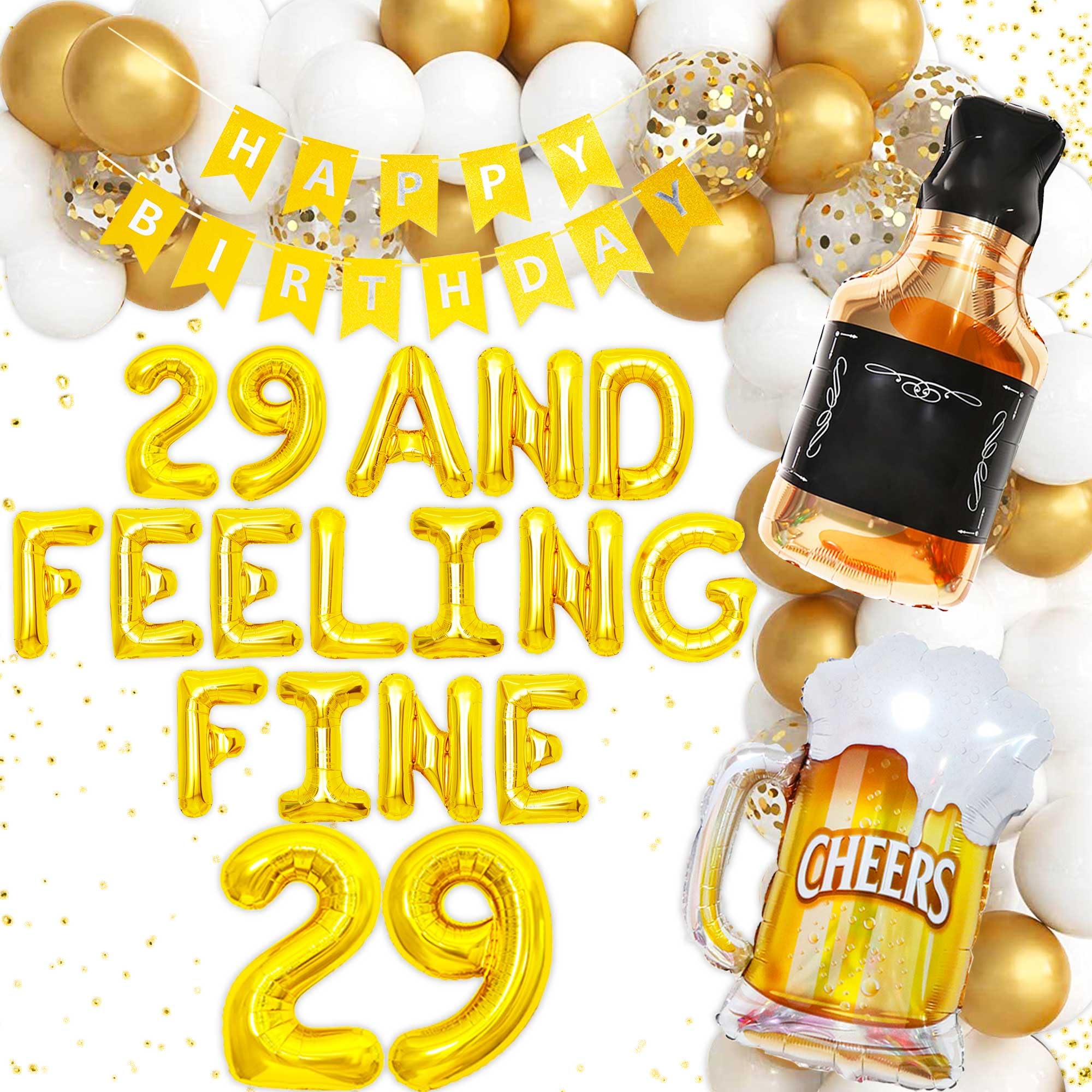 LaVenty 29 and Feeling Fine Decoration Last Year In my 20S Decorations 29th Birthday Decorations for Men 29 Balloon Number 29 Birthday Balloons