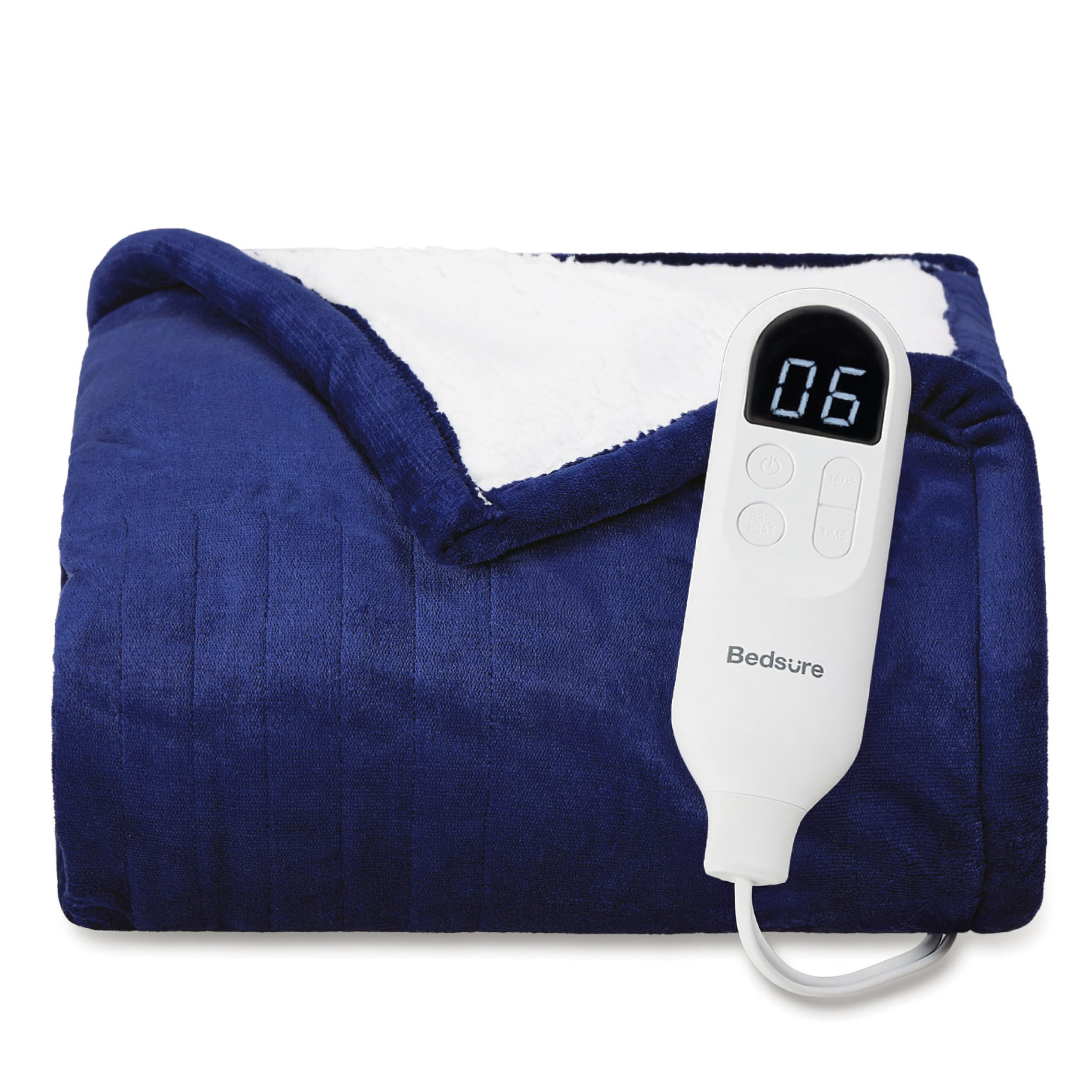 ( does not work )Bedsure Heated Blanket Throw Blanket with Preheat Function, Soft Flannel Electric Blanket Throw with 6 Time Settings(Up to 10H) & 6 Heating Settings, Gifts for Grandma (50"x60", Pageant Blue)