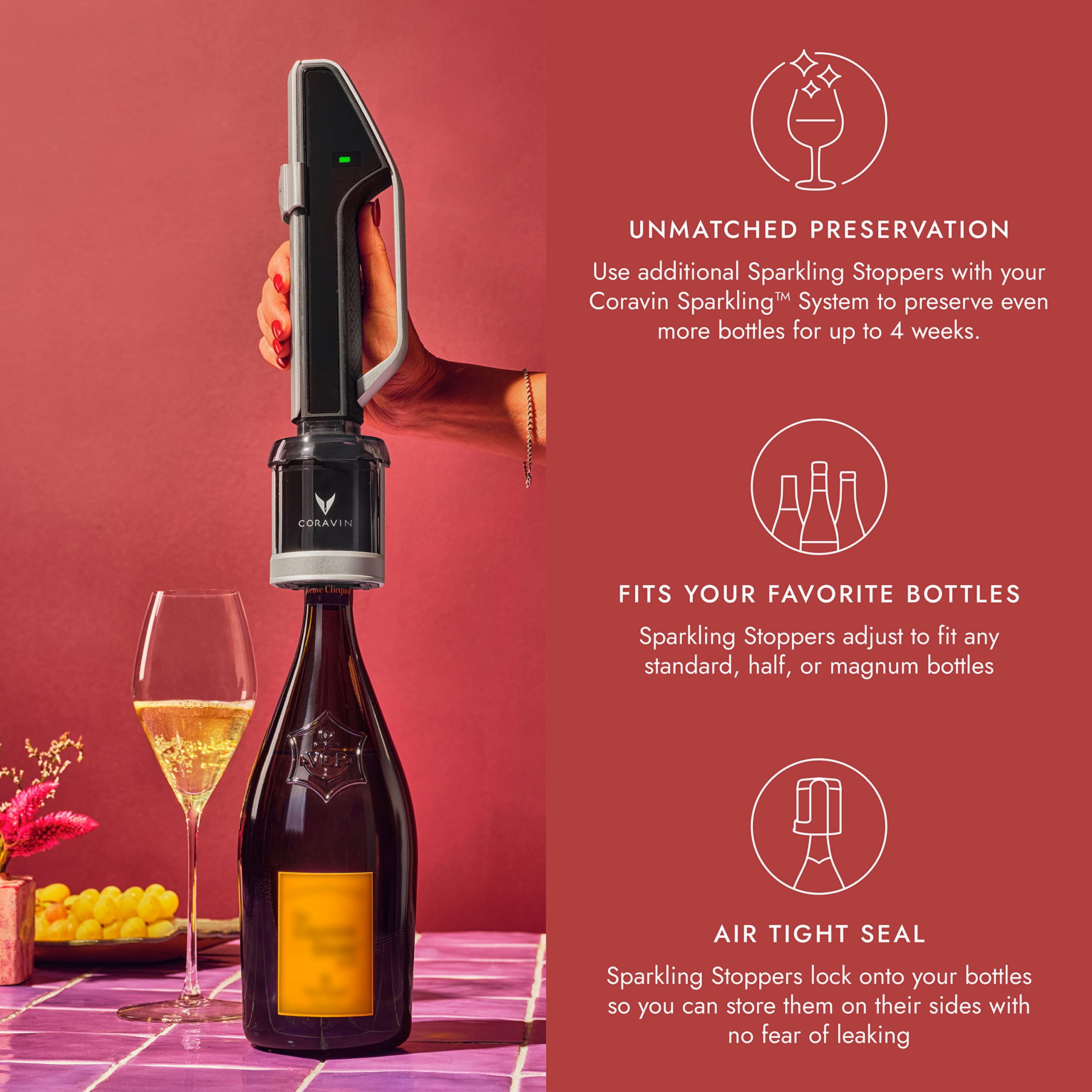 Coravin Sparkling Stoppers – 2 Stoppers for Coravin Sparkling Wine by the Glass System for Champagne and Sparkling