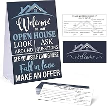 136Pcs Open House Signs Kit Visitor Guest Registry Form with Tent Cards Home Sale Business Display Tags for Realtors Agents Brokers