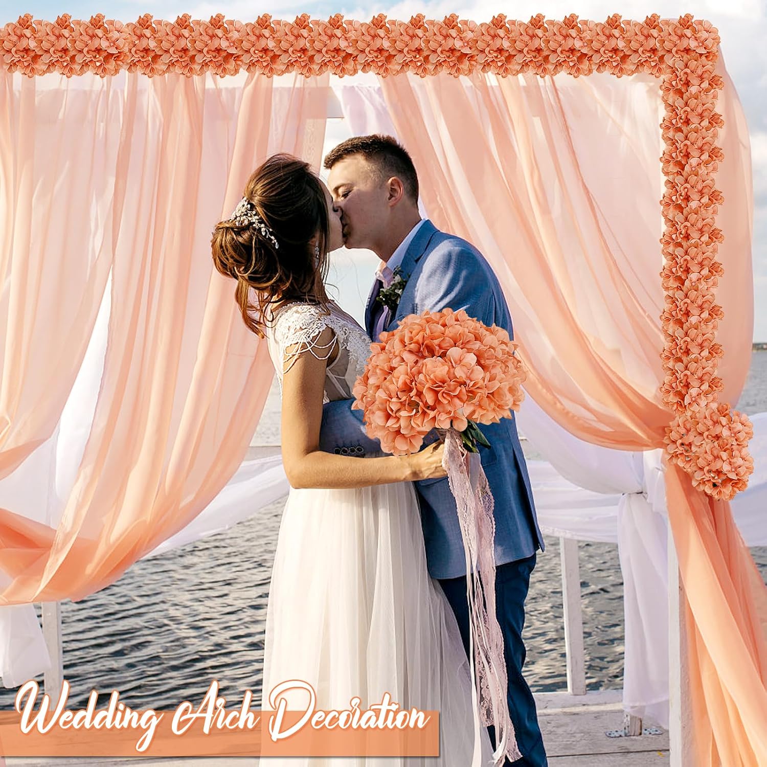 104 Pcs Hydrangea Artificial Flowers, Fall Faux Hydrangea Flowers with Stems for Wedding Arch, Silk Hydrangeas for Centerpieces Home Garden Baby Shower Party Decoration (Terracotta) - Image 5